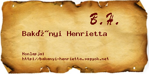 Bakányi Henrietta névjegykártya